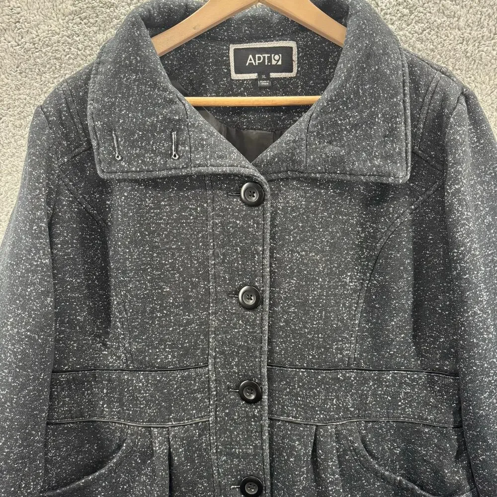 Apt. 9 Coat Women's XL Gray Tweed Button-Up Stylish‎ Jacket